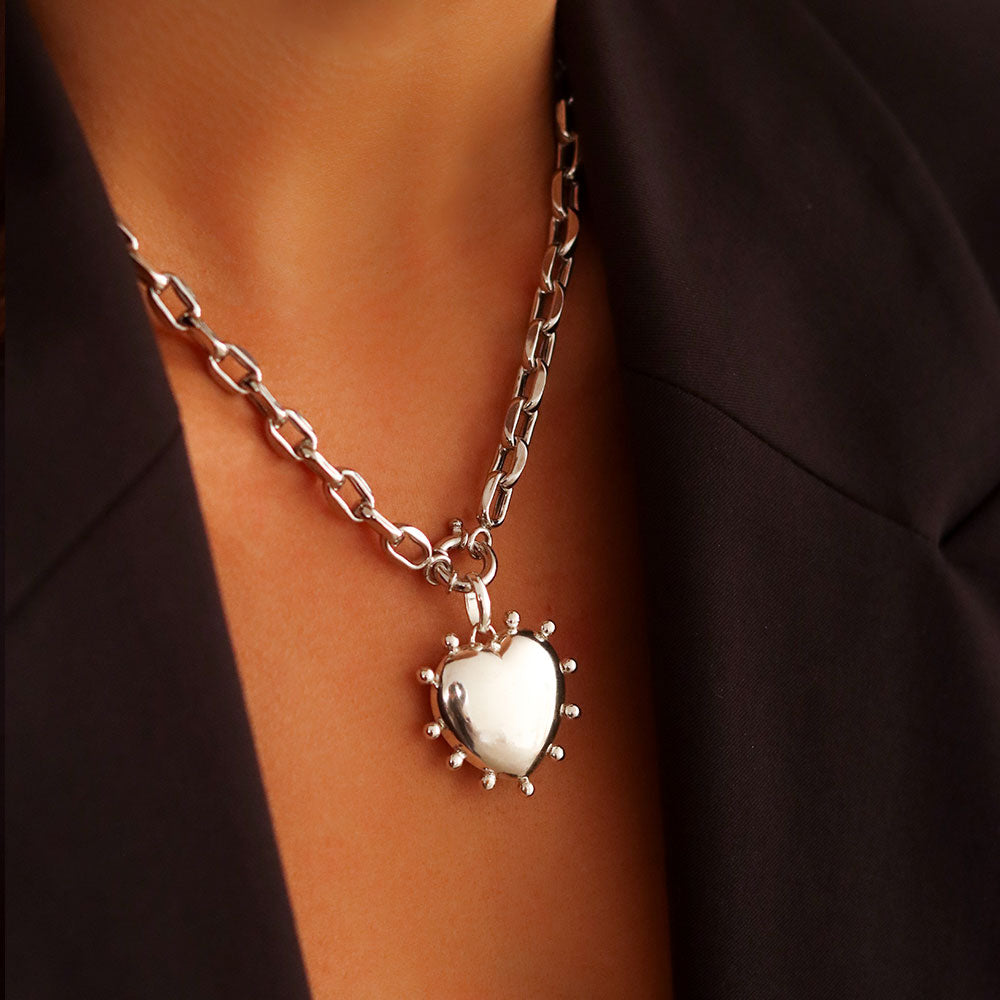 Harper Silver Pendant - Big Heart