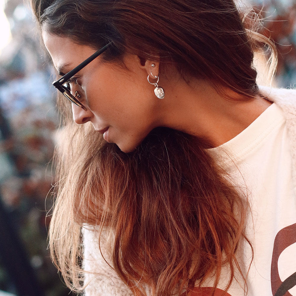 Zoe F Silver Hoop