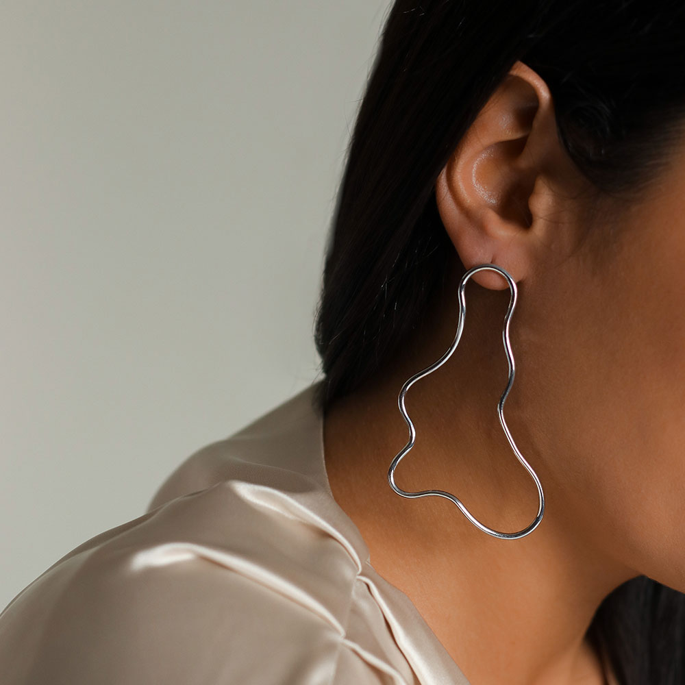 mel jewel ella silver big earrings arty minimal Portuguese jewellery handmade in portugal
