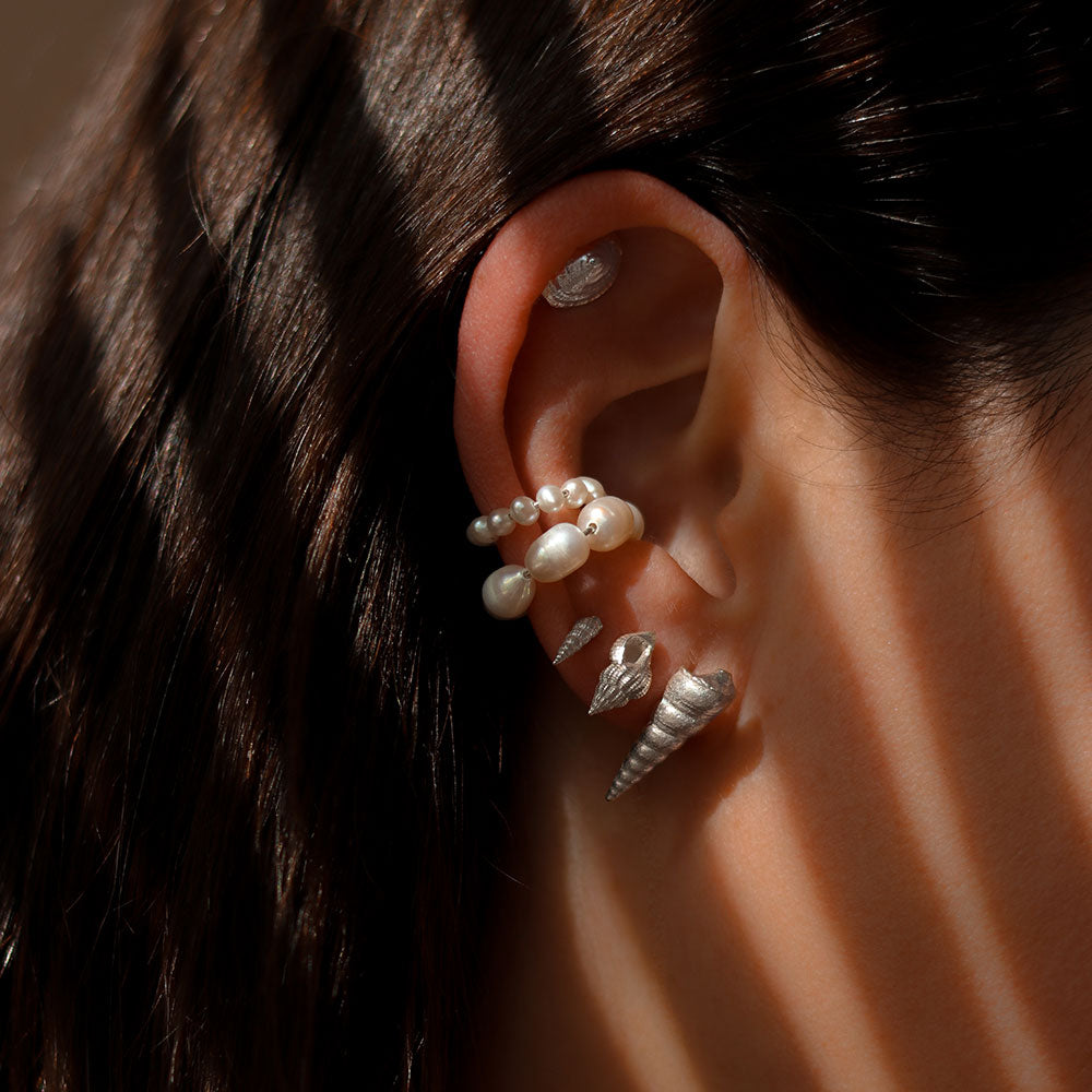 Olivia Silver Earrings Seashell Set