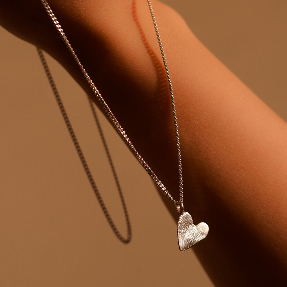 Fingerprints Heart Silver Pendant