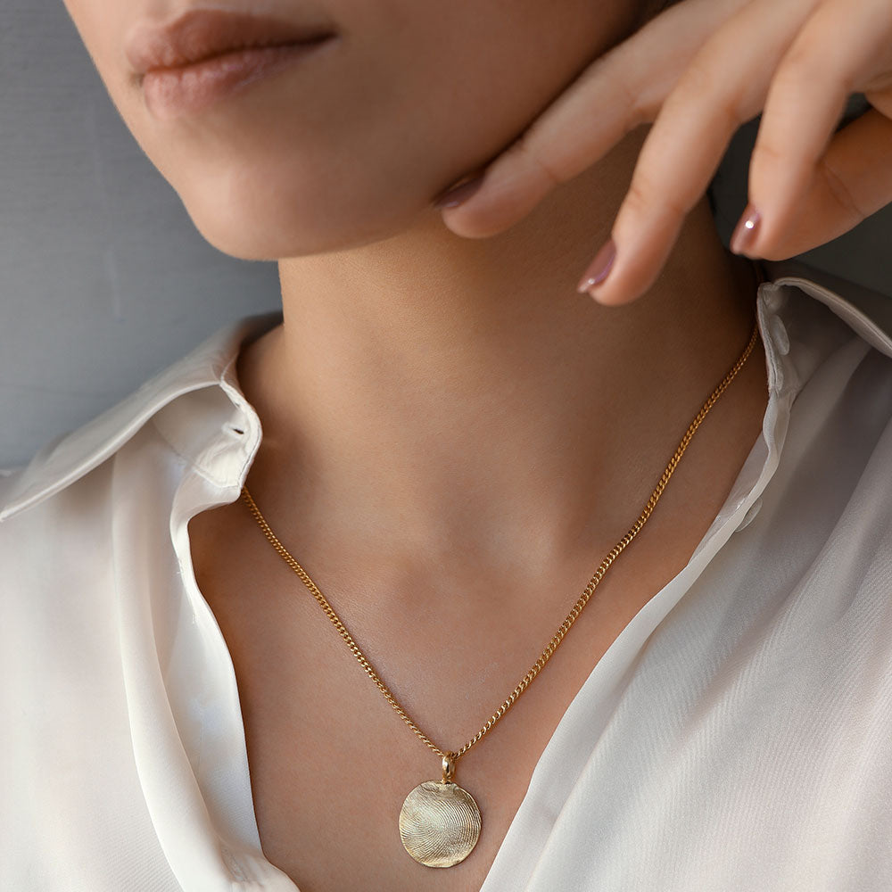 mel jewel bespoke gold necklace fingerprint pendant medalha impressão digital marca portuguesa