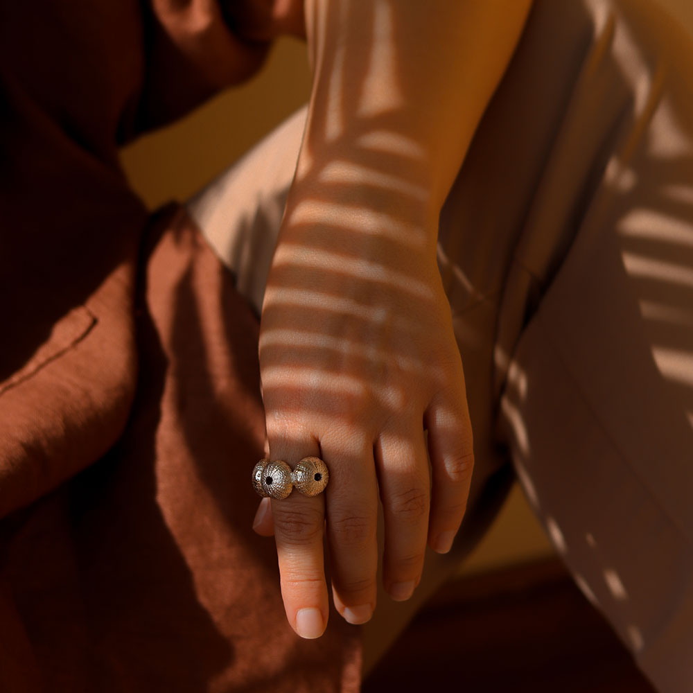 Olivia Silver Ring Sea Urchin