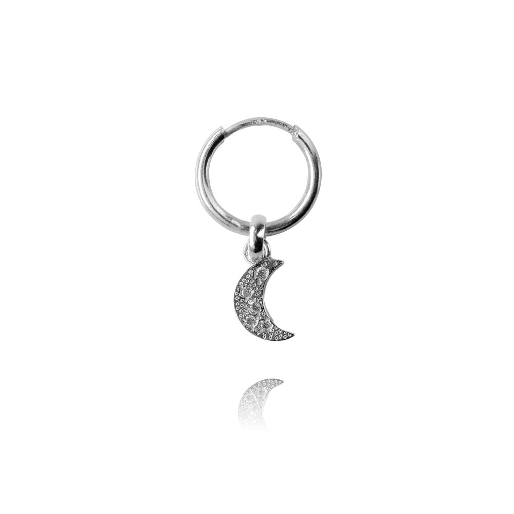 Stella Silver Hoop - Moon