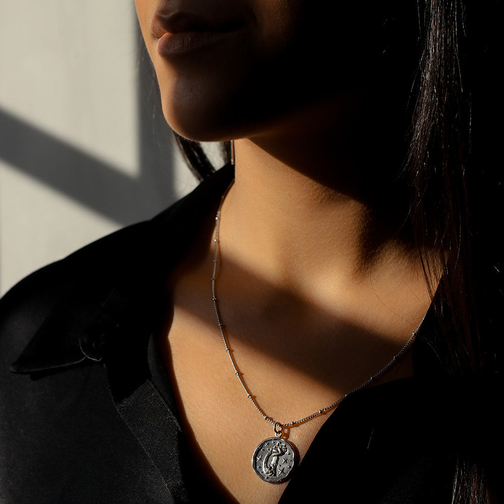 Luna Silver Necklace Aquarius