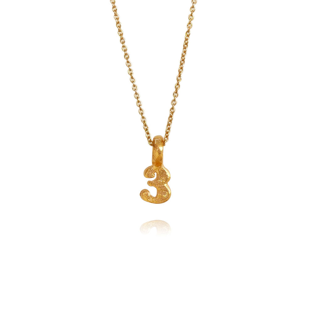 Zoe Lucky Number 3 Gold Necklace