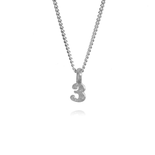 Zoe Lucky Number 3 Silver Necklace