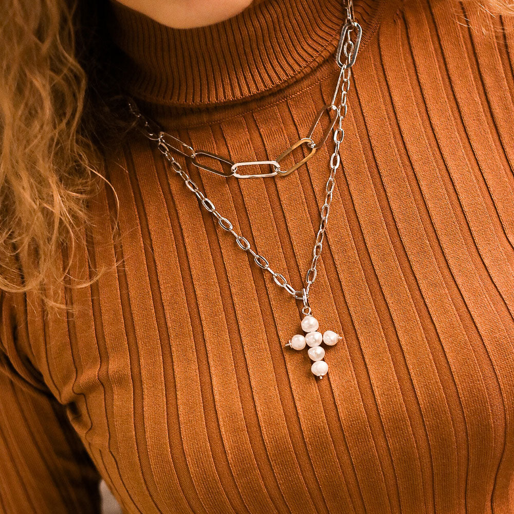 Olivia Silver Cross Necklace